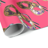 MARDI GRAS MASQUERADE fuchsia Cadeaupapier (Rol Hoek)