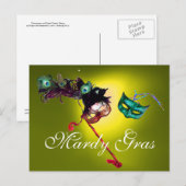 MARDI GRAS MASQUERADE geel Briefkaart (Voorkant / Achterkant)