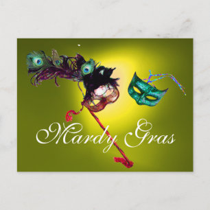 MARDI GRAS MASQUERADE geel Briefkaart