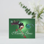 MARDI GRAS MASQUERADE groene edelsteen Briefkaart (Staand voorkant)