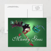 MARDI GRAS MASQUERADE groene edelsteen Briefkaart (Voorkant / Achterkant)