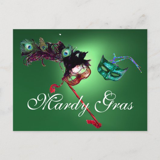 MARDI GRAS MASQUERADE groene edelsteen Briefkaart (Voorkant)