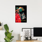 MARDI GRAS MASQUERADE, HARLEQUIN COSTUME MONOGRAM POSTER (Thuiskantoor)
