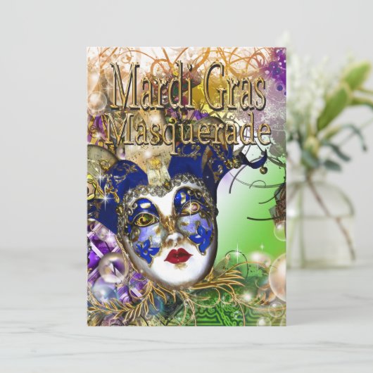 Mardi Gras masquerade Kaart (Staand voorkant)