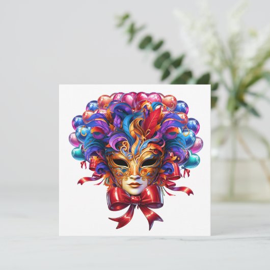 Mardi Gras Masquerade Kaart (Staand voorkant)