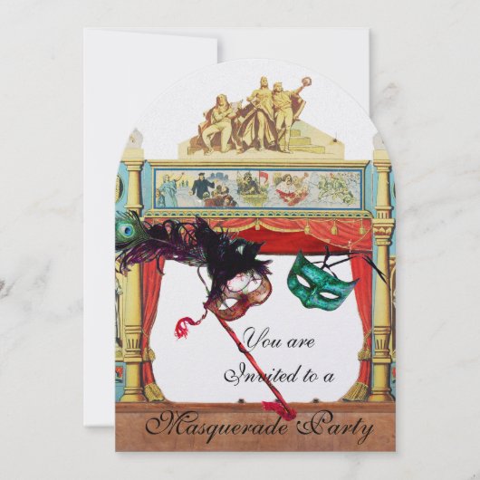 MARDI GRAS MASQUERADE KOSTUUM FEest THEATER Parel Kaart (Voorkant)