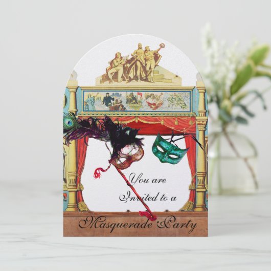 MARDI GRAS MASQUERADE KOSTUUM FEest THEATER Parel Kaart (Staand voorkant)
