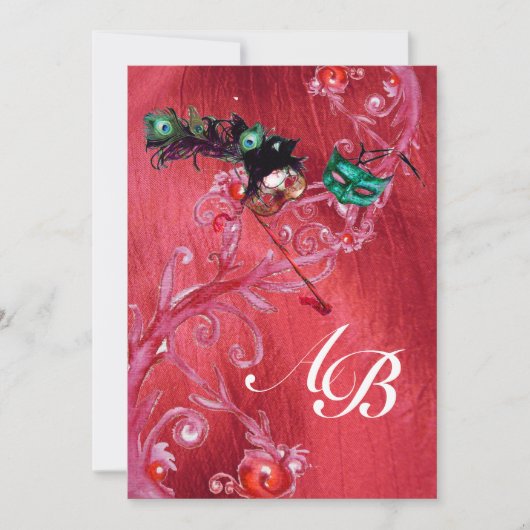 MARDI GRAS MASQUERADE ,MAGIC BERRIES MONOGRAM zijd Kaart (Voorkant)