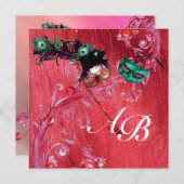 MARDI GRAS MASQUERADE ,MAGIC BERRIES MONOGRAM zijd Kaart (Voorkant / Achterkant)