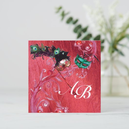 MARDI GRAS MASQUERADE ,MAGIC BERRIES MONOGRAM zijd Kaart (Staand voorkant)