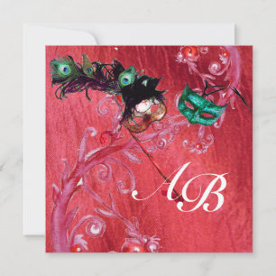 MARDI GRAS MASQUERADE ,MAGIC BERRIES MONOGRAM zijd Kaart