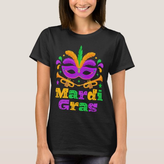 Mardi Gras Masquerade Mask Carnaval Viering T-shirt (Voorkant)