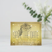 Mardi Gras Masquerade Mask Gold Bewaar de datum Briefkaart (Staand voorkant)