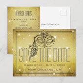 Mardi Gras Masquerade Mask Gold Bewaar de datum Briefkaart (Voorkant / Achterkant)