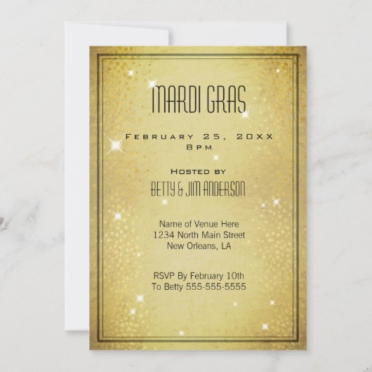 Mardi Gras Masquerade Mask Gold Save the Date Kaart (Achterkant)
