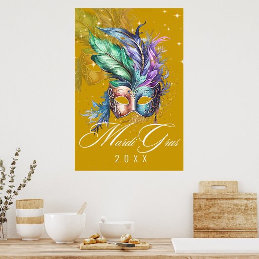 Mardi Gras Masquerade Mask | Goud Poster (Keuken)