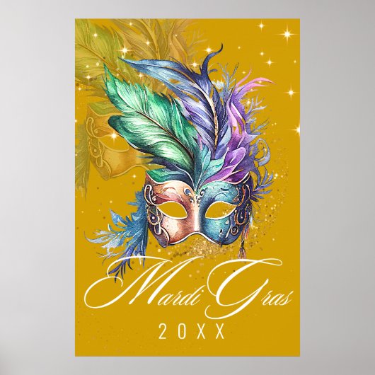 Mardi Gras Masquerade Mask | Goud Poster (Voorkant)