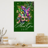 Mardi Gras Masquerade Mask | Groen Poster (Keuken)