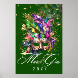 Mardi Gras Masquerade Mask | Groen Poster