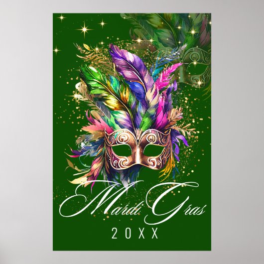 Mardi Gras Masquerade Mask | Groen Poster (Voorkant)