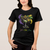 Mardi Gras Masquerade Mask & Martini Party Tri-Blend Shirt (Voorkant)