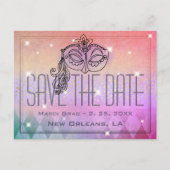 Mardi Gras Masquerade Mask Paars Save the Date Briefkaart (Voorkant)