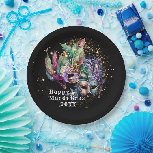 Mardi Gras Masquerade Mask Papieren Bordje (Feest)