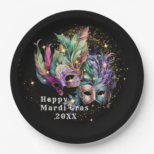Mardi Gras Masquerade Mask Papieren Bordje (Voorkant)
