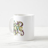 Mardi Gras Masquerade Mask Word LOVE Celebration Koffiemok (Voorkant links)