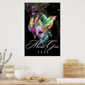 Mardi Gras Masquerade Mask | Zwart Poster (Keuken)