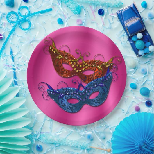 Mardi Gras Masquerade maskeert papieren Bord 9" (Feest)