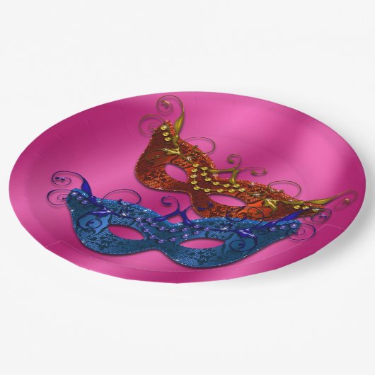 Mardi Gras Masquerade maskeert papieren Bord 9" (Gekanteld)