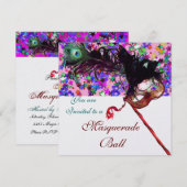 MARDI GRAS MASQUERADE MASKER & CONFETTI wit Kaart (Voorkant / Achterkant)