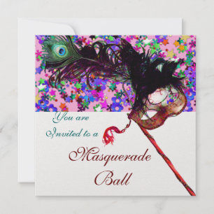 MARDI GRAS MASQUERADE MASKER & CONFETTI wit Kaart