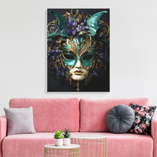 Mardi Gras Masquerade Masker Cosplay Design Canvas Afdruk (Insitu (Woonkamer))