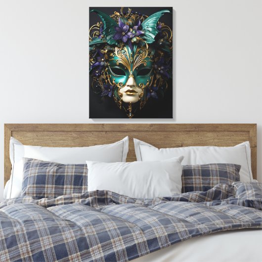 Mardi Gras Masquerade Masker Cosplay Design Canvas Afdruk (Insitu (Slaapkamer))