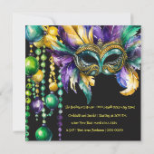 Mardi Gras Masquerade Masker en Kralen Partij Kaart (Achterkant)