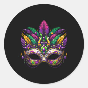 Mardi Gras Masquerade Masker Feestelijke Carnaval  Ronde Sticker