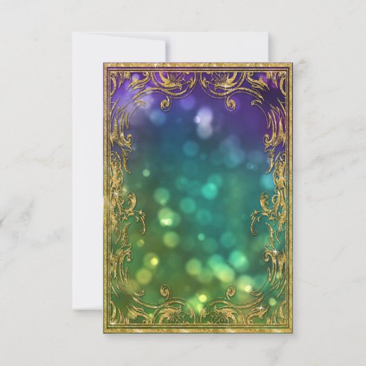 Mardi Gras Masquerade Masker Gold Glitter RSVP (Achterkant)