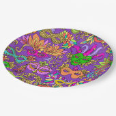 Mardi Gras Masquerade Masker Helder Paarse Groen Papieren Bordje (Gekanteld)