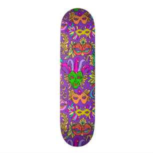 Mardi Gras Masquerade Masker Helder Paarse Groen Persoonlijk Skateboard