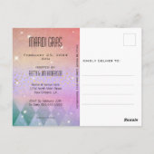 Mardi Gras Masquerade Masker Paarse uitnodiging (Achterkant)