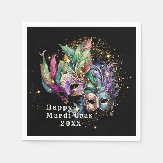 Mardi Gras Masquerade Masker Papieren servetten (Voorkant)