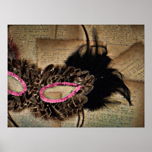 Mardi Gras Masquerade Maskerade Roze Antiek carnav Poster (Voorkant)