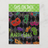Mardi Gras Masquerade Maskers Black Harlequin Uitnodiging Briefkaart (Voorkant)