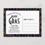 Mardi Gras Masquerade Maskers Black Harlequin Uitnodiging Briefkaart (Achterkant)