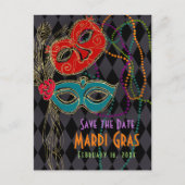 Mardi Gras Masquerade Maskers Black Harlequin Uitnodiging Briefkaart (Voorkant)