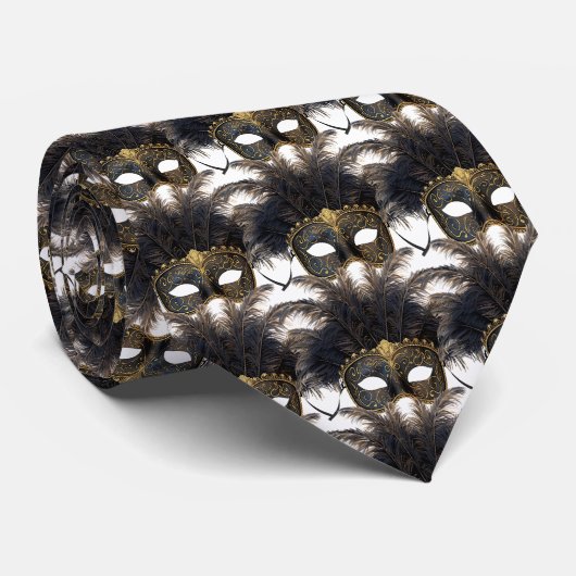 Mardi Gras Masquerade maskers Carnival Gold Black Stropdas (Opgerold)