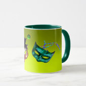 MARDI GRAS MASQUERADE MASKERS Geel Topaas Edelstee Mok (Voorkant rechts)