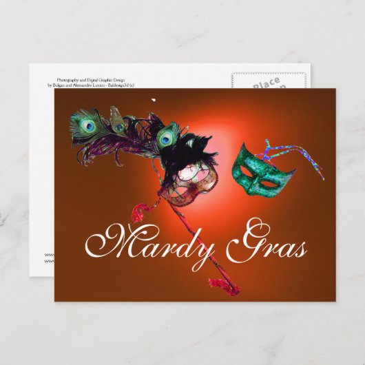 MARDI GRAS MASQUERADE MASKERS gem sinaasappel Briefkaart (Voorkant / Achterkant)